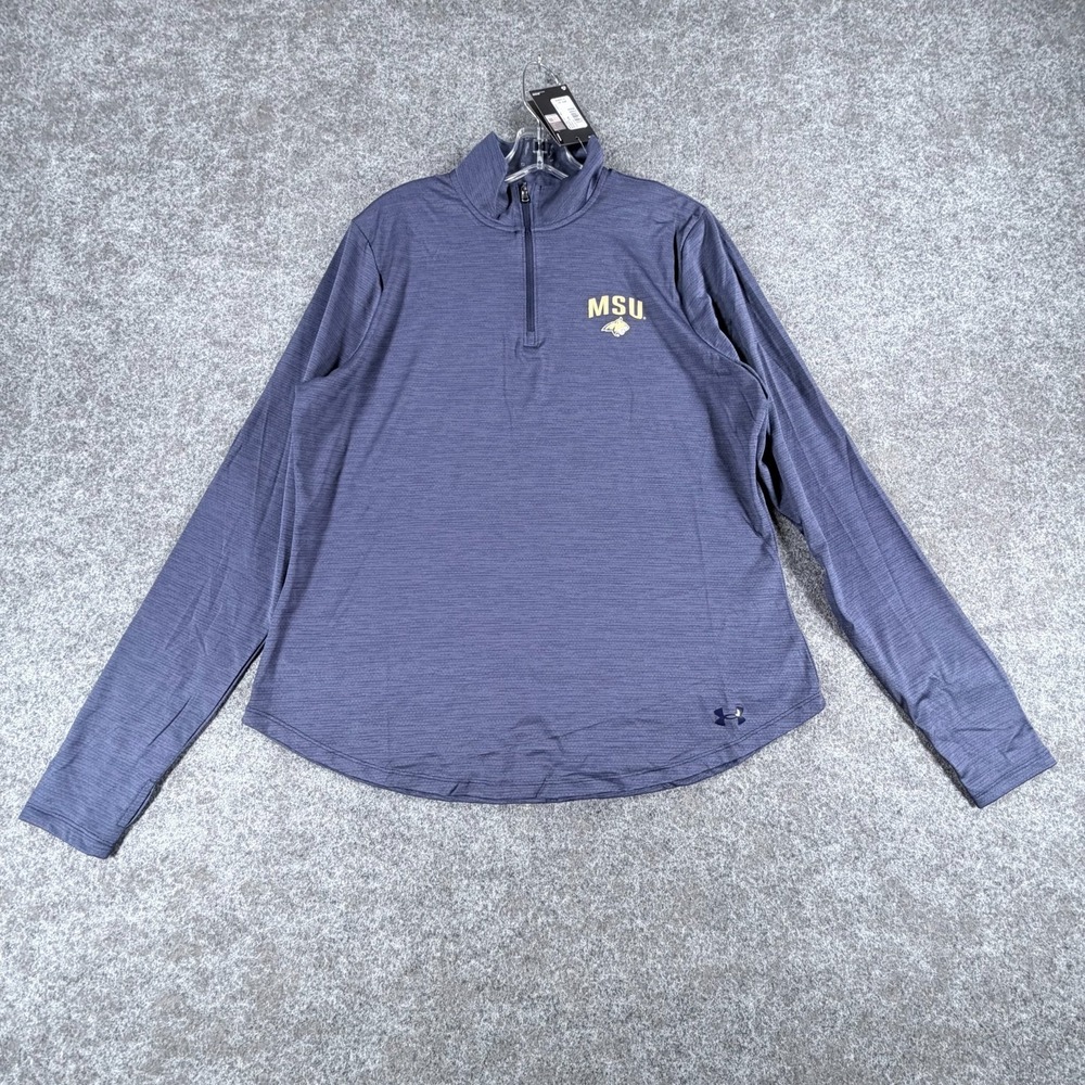 NWT Under Armour Pullover‎ Top Womens XL Blue Montana State University 1/4 Zip